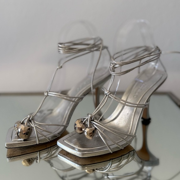 Like new JIMMY CHOO Jemma 90 embellished metallic leather sandals $1,125 37 - Picture 11 of 16